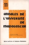 Annales de l'Université de Madagascar: Série Lettres et Sciences Humaines