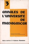 Front Cover: Annales de l'Université de Madagas...