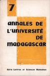 Front Cover: Annales de l'Université de Madagas...