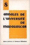 Front Cover: Annales de l'Université de Madagas...