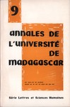 Front Cover: Annales de l'Université de Madagas...