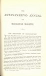 First Page (1878 Issue): The Antananarivo Annual and Madagas...