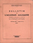 Front Cover: Bulletin de l'Académie Malgache: N...