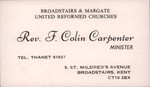 Front: Business card of Rev F. Colin Carpe...