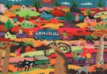 Embroidered tapestry depicting typical scenes of rural Malagasy life