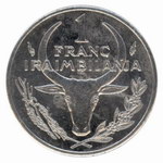 Back: 1 Malagasy Franc Coin: (1 Iraimbila...