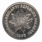Front: 1 Malagasy Franc Coin: (1 Iraimbila...