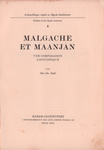 Titlepage: Malgache et Maanjan: Une comparison...