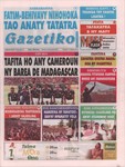 Front Cover: Gazetiko: No 6216; Alarobia 17 okto...