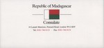 Front: Madagascar London Consulate complim...