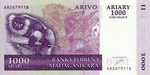 Front: Arivo Ariary (5000 Francs): Banky F...