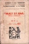 Omaly sy Anio (Hier et Aujourd'hui): Revue d'études historiques