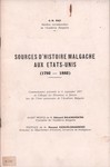 Front Cover: Sources d'Histoire Malgache aux Ét...