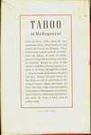 Back Cover: Taboo (in Madagascar): A Study of M...