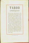 Back Cover: Taboo (in Madagascar): A Study of M...