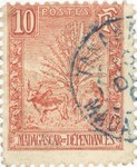 Front: Zebu and Ravenala: 10-Centime Posta...