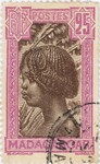 Front: Hova Girl: 25-Centime Postage Stamp