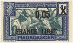 Zebu and Herdsman: 1-Centime Postage Stamp with 0.05-Franc Surcharge