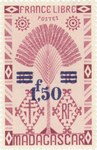 Ravenala Design: 10-Centime Postage Stamp with 2-Franc Surcharge