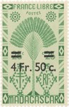 Ravenala Design: 25-Centime Postage Stamp with 5-Franc Surcharge