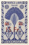 Ravenala Design: 3-Franc Postage Stamp with 15-Franc Surcharge