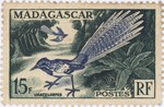 Front: Uratelornis: 15-Franc Postage Stamp