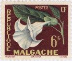 Front: Datura Flower: 6-Franc Postage Stam...