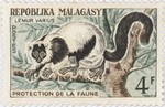 Front: Lemur varius: 4-Franc Postage Stamp
