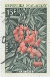 Front: Litchis: 15-Franc Postage Stamp