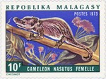 Chameleon nasutus Female: 10-Franc Postage Stamp