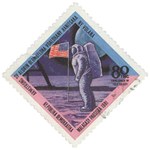 Neil Armstrong & Buzz Aldrin: 80-Franc (16-Ariary) Postage Stamp