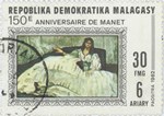 Edouard Manet's Baudelaire's Mistress Reclining: 30-Franc (6-Ariary) Postage Stamp