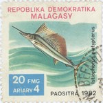 Istiophorus platypterus: 20-Franc (4-Ariary) Postage Stamp