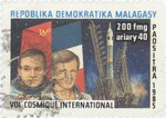 International Space Flight: Russia & India: 200-Franc (40-Ariary) Postage Stamp