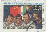 International Space Flight: Russia & France: 50-Franc (10-Ariary) Postage Stamp
