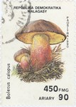 Boletus calopus: 450-Franc (90-Ariary) Postage Stamp