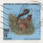Lemur fulvis fulvus: 350-Franc (70-Ariary) Postage Stamp