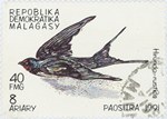 Front: Hirundo rustica: 40-Franc (8-Ariary...