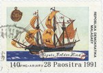 The Golden Hind: 140-Franc (28-Ariary) Postage Stamp