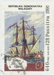 Ostrust Galleon: 640-Franc (128-Ariary) Postage Stamp