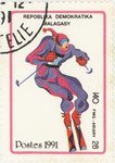 Alpine Skiing, Winter Olympics: 140-Franc (28-Ariary) Postage Stamp