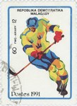 Ice Hockey, Winter Olympics: 60-Franc (12-Ariary) Postage Stamp