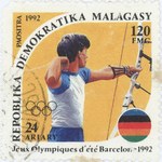 Archery, Summer Olympics: 120-Franc (24-Ariary) Postage Stamp
