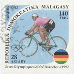Cycling, Summer Olympics: 140-Franc (28-Ariary) Postage Stamp