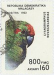 Cyanoramphus novaezelandiae: 800-Franc (160-Ariary) Postage Stamp