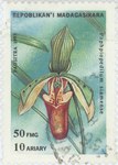 Paphiopedilum siamense: 50-Franc (10-Ariary) Postage Stamp