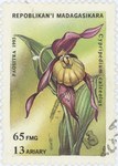 Cypripedium calceolus: 65-Franc (13-Ariary) Postage Stamp