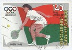 Tennis, Summer Olympics: 140-Franc (28-Ariary) Postage Stamp