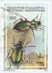 Carabus auratus and Calosoma: 1,350-Franc (270-Ariary) Postage Stamp