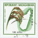 Rice and Madagascar: 900-Franc (180-Ariary) Postage Stamp